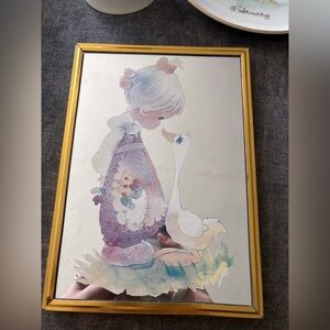 Previous Moments Vintage Girl and Goose Framed Art Febuary